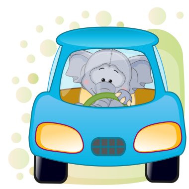 Bir arabada sevimli fil