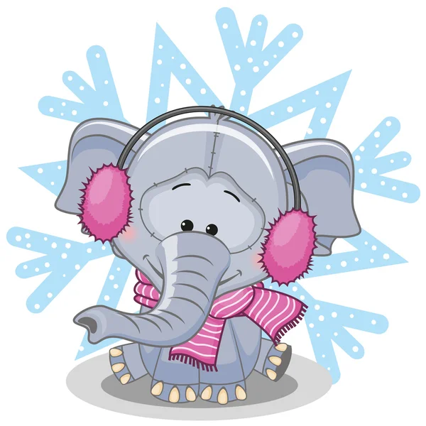 Elefante en auriculares de piel — Vector de stock