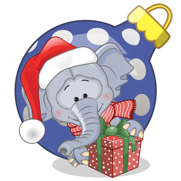 Éléphant dans un chapeau de Père Noël — Image vectorielle