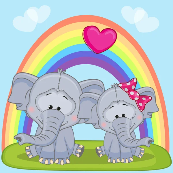 Lovers Elephants card — Stock Vector