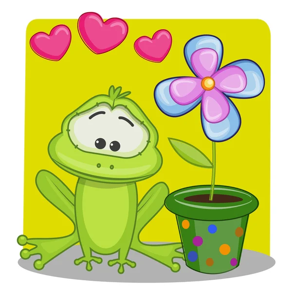 Cute  Frog with hearts — Stock Vector