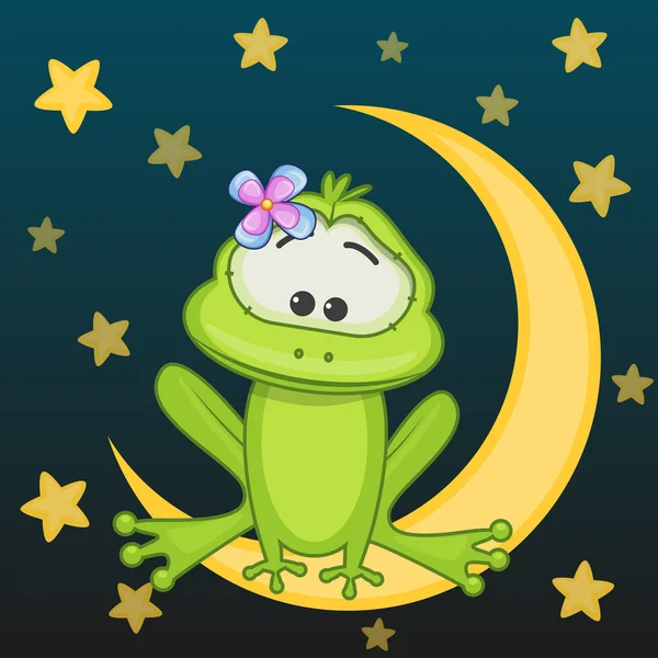 Grenouille fille sur la lune — Image vectorielle