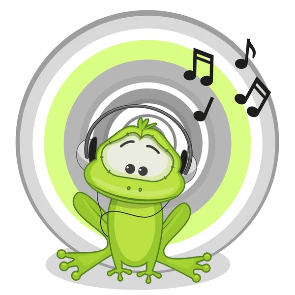 Roztomilé žáby se sluchátky — Stockový vektor