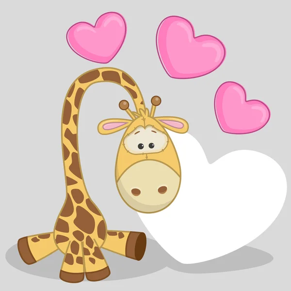 Cute  Giraffe with hearts — Stock Vector