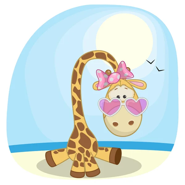 Cute  Giraffe on the beach — Stock Vector