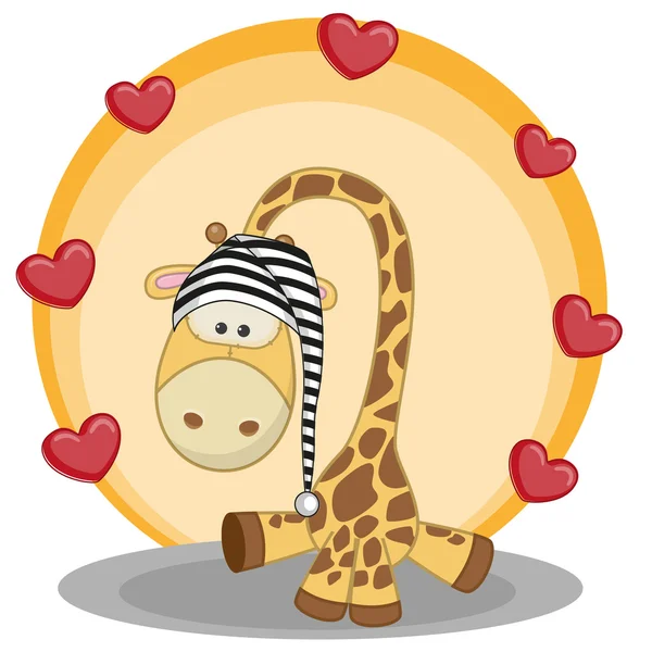 Cute Giraffe with hearts — Stock Vector