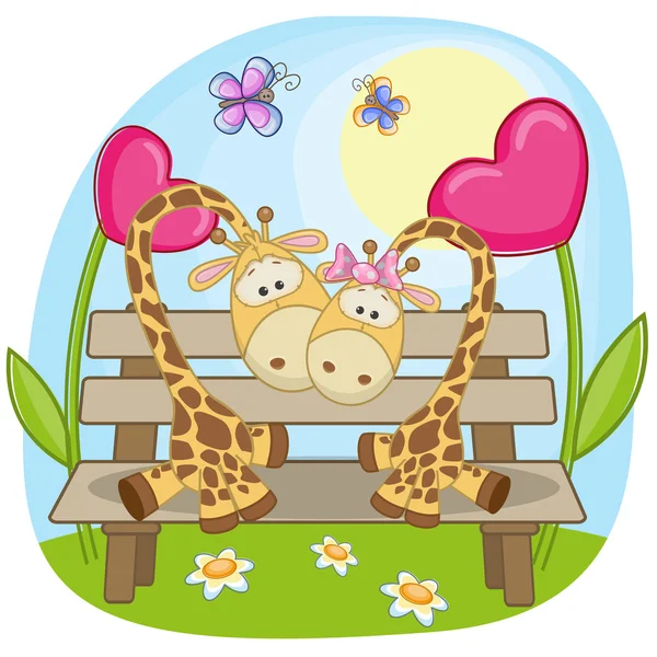 Cute Lovers Giraffa — Vettoriale Stock