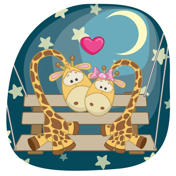 Amoureux Girafe sur le swing — Image vectorielle