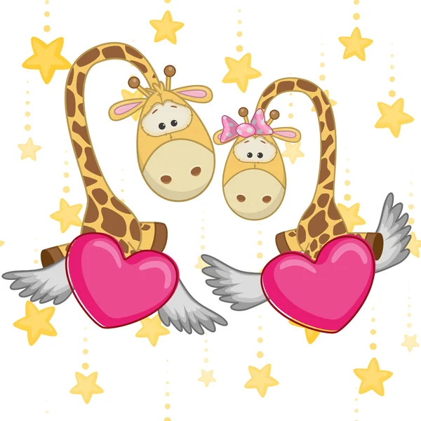 Cute  Lovers Giraffe — Stock Vector