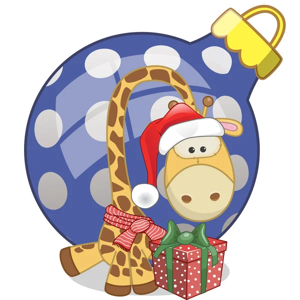 Giraffe in a Santa hat — Stock Vector