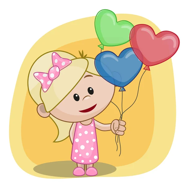 Bébé fille avec ballons — Image vectorielle