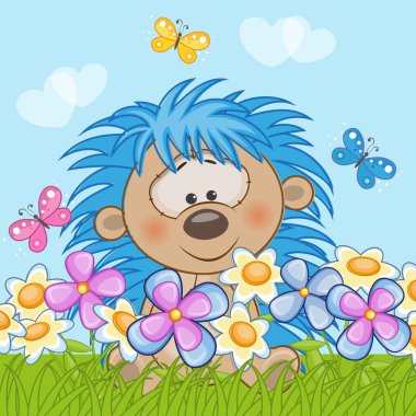 Çiçekli şirin kirpi.