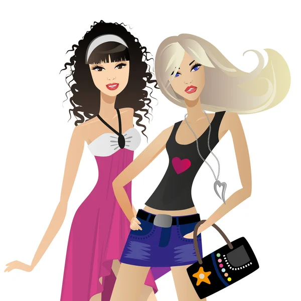 Two modern girls — Stock Vector