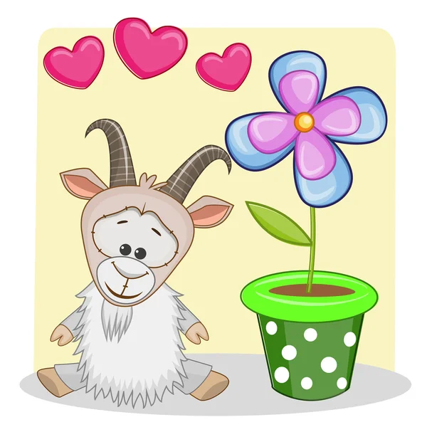 Goat with hearts card — Stock Vector