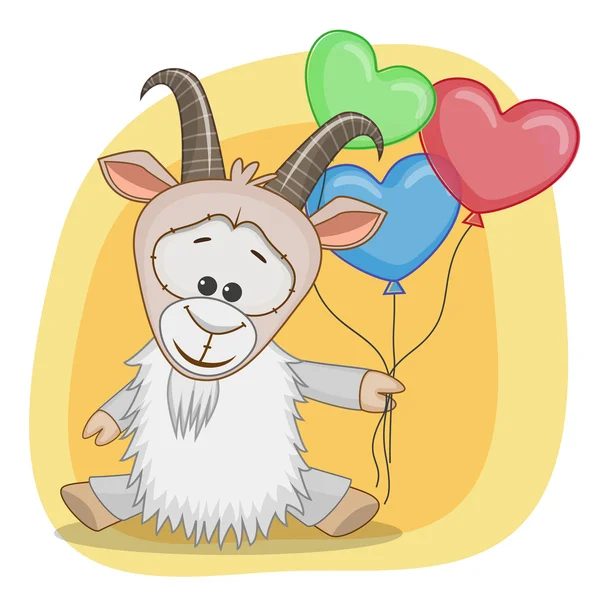 Goat with balloons card — Stock Vector