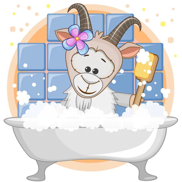 Мила коза у ванній — стоковий вектор