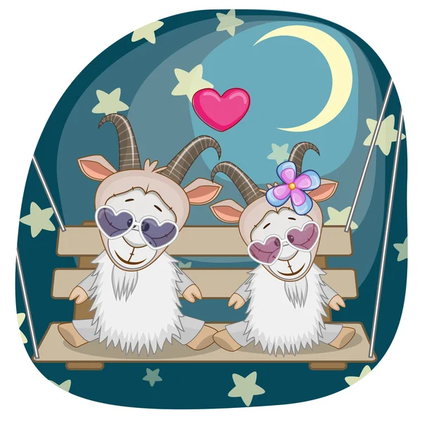 Tarjeta de cabras amantes — Vector de stock