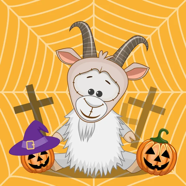 Cabra de Halloween con calabaza — Vector de stock
