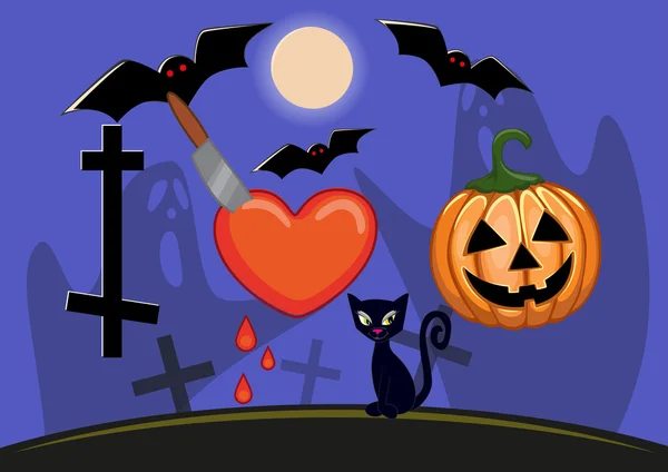 Noche de Halloween fondo — Vector de stock