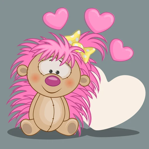 Hedgehog girl with hearts — Stock Vector