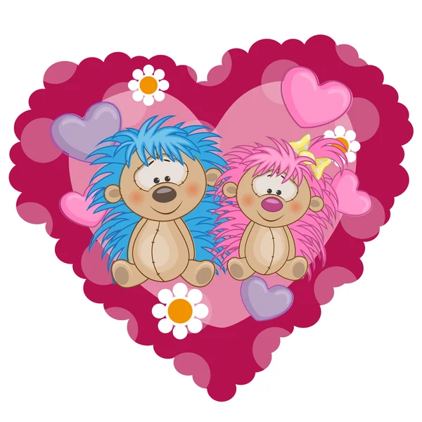 Dois Hedgehogs felizes — Vetor de Stock