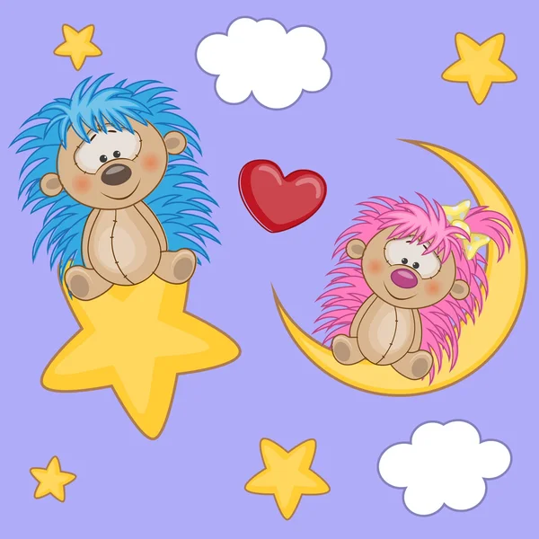 Happy Lovers Hedgehogs — Stock Vector