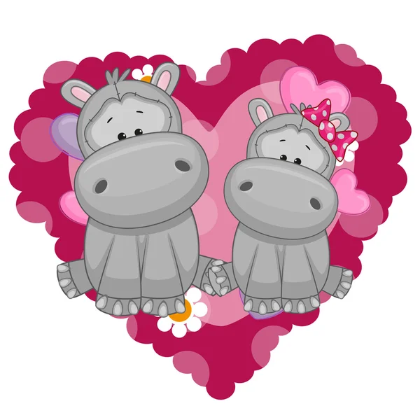 Two Cute Hippos — Stock Vector