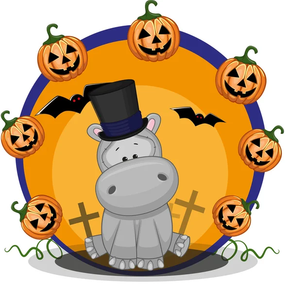 Hroši Halloween s dýně — Stockový vektor