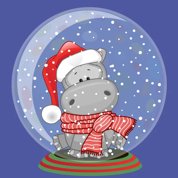 Santa Hippo w misce szkła — Wektor stockowy