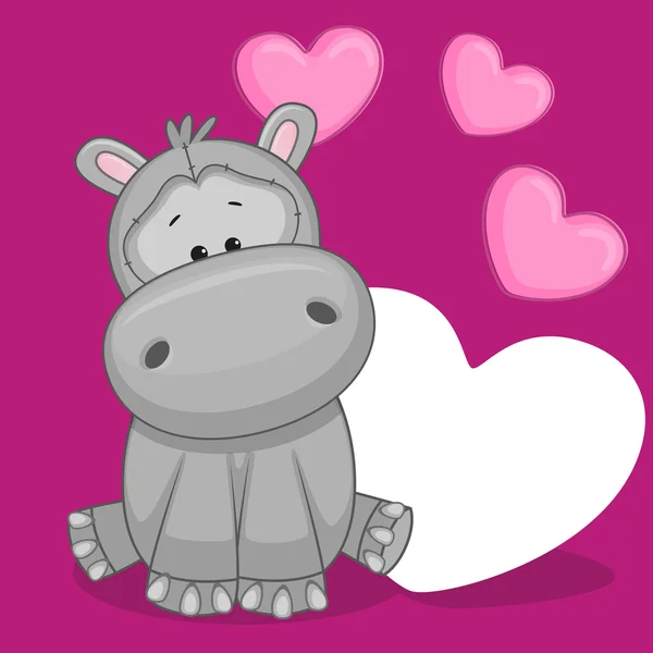 Ładny Hippo z serca — Wektor stockowy