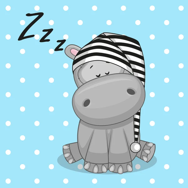 Hipopótamo adormecido bonito — Vetor de Stock