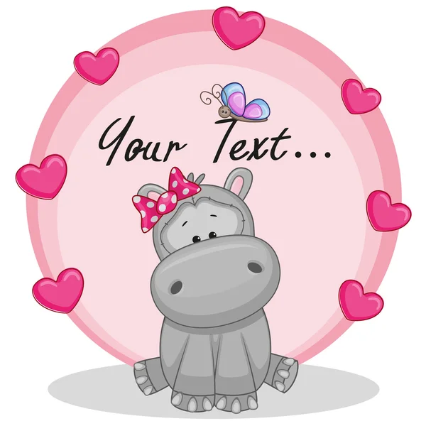 Schattig Hippo met hart — Stockvector