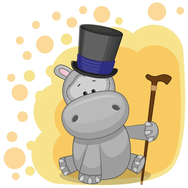 Schattig Hippo in hoed — Stockvector