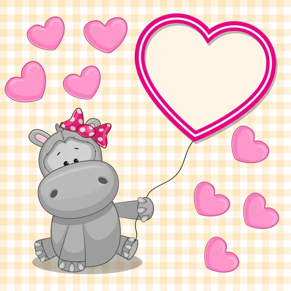 Hippo with heart frame — Stock Vector