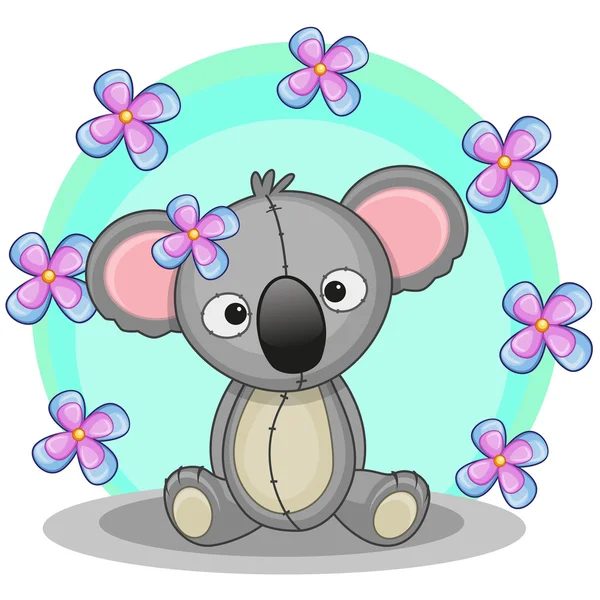 Koala with flowers — Stock Vector