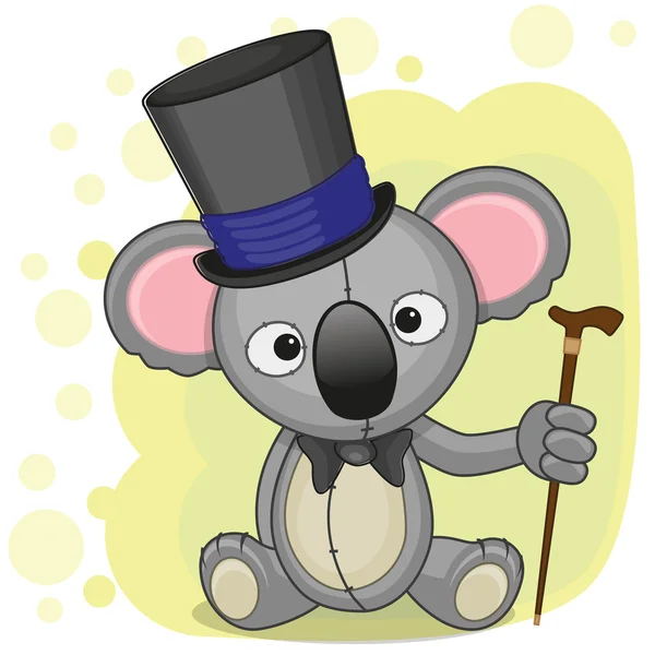 Koala in cappello nero — Vettoriale Stock