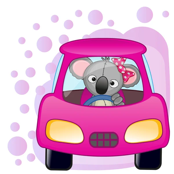 Koala girl in a car — Stock Vector