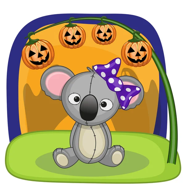 Halloween Koala com abóbora —  Vetores de Stock