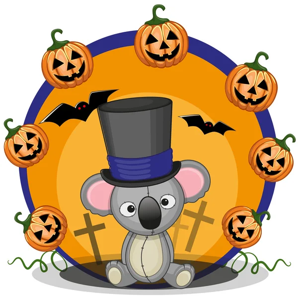 Halloween Koala com abóbora — Vetor de Stock