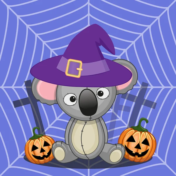 Halloween Koala con zucca — Vettoriale Stock