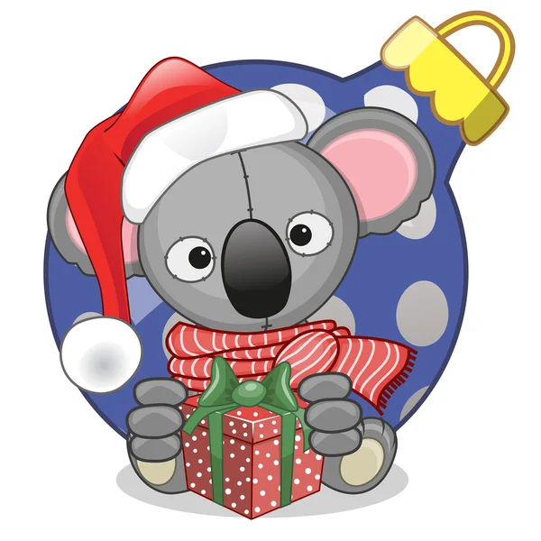 Koala dans un chapeau de Père Noël — Image vectorielle