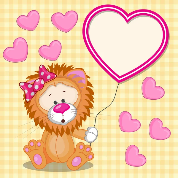 Lion with heart frame — Stock Vector