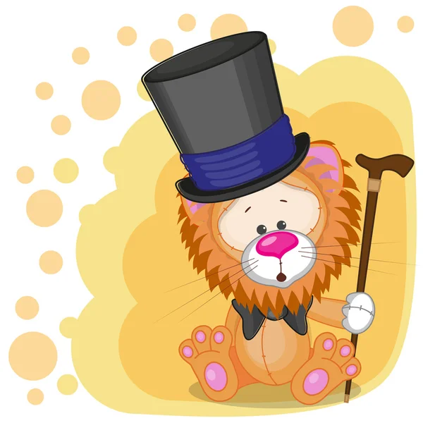 Lion in black hat — Stock Vector