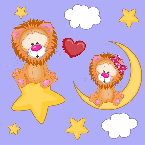 Sevgili aslanlar gökyüzünde — Stok Vektör