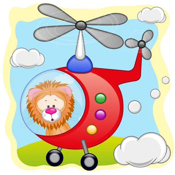 Lion in helikopter — Stockvector