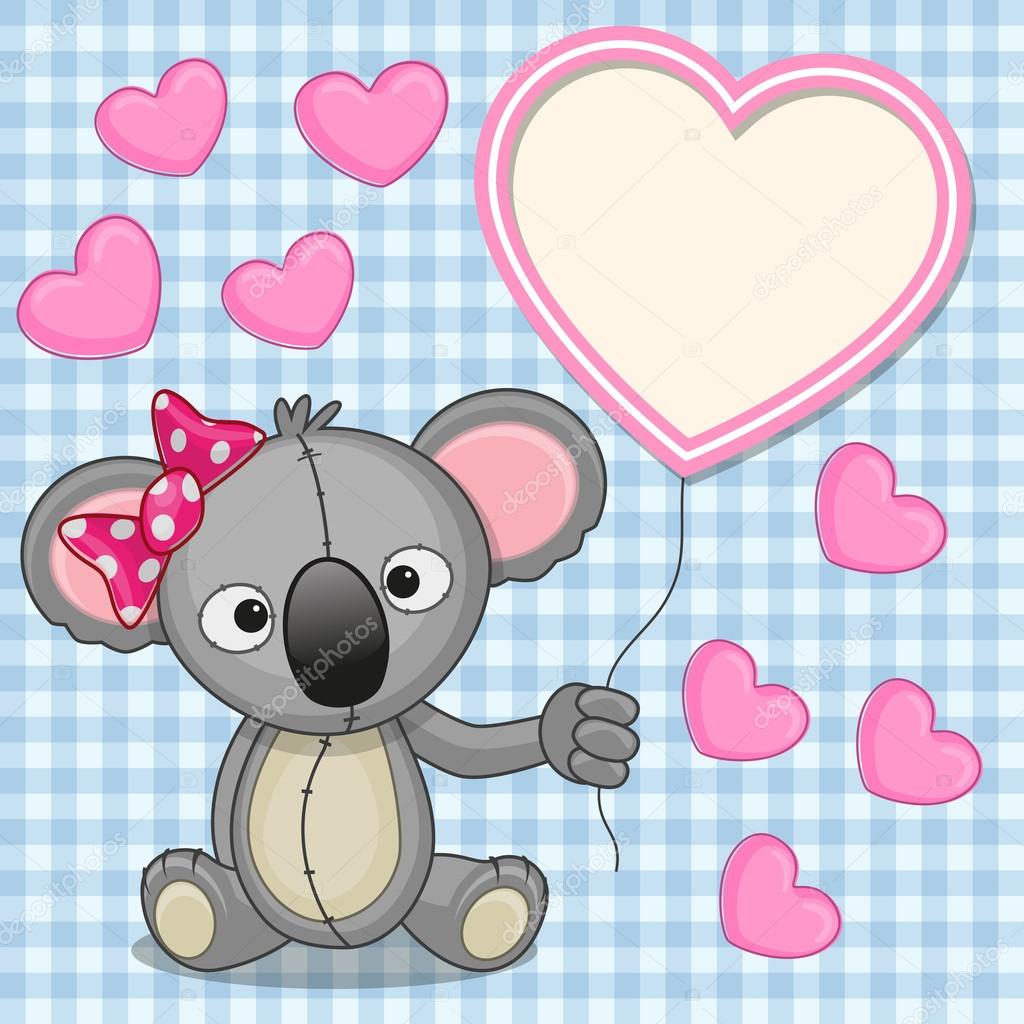 Koala with heart frame