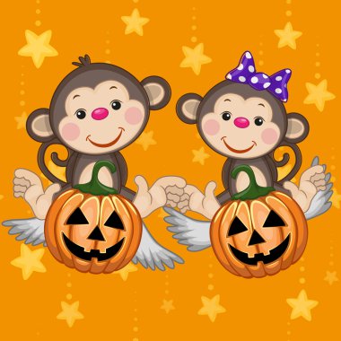 Cadılar Bayramı Balkabağı maymunlarla