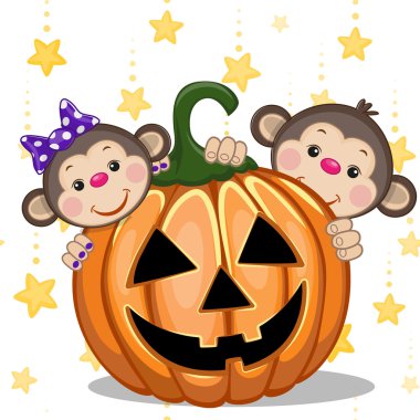 Cadılar Bayramı Balkabağı maymunlarla