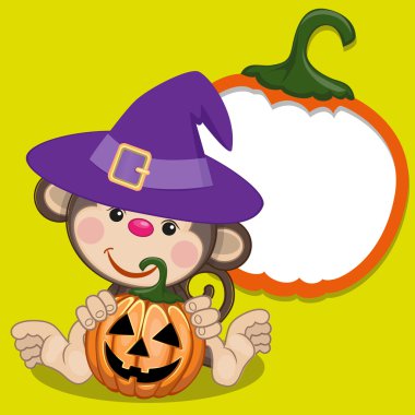 Cadılar Bayramı Balkabağı maymunla