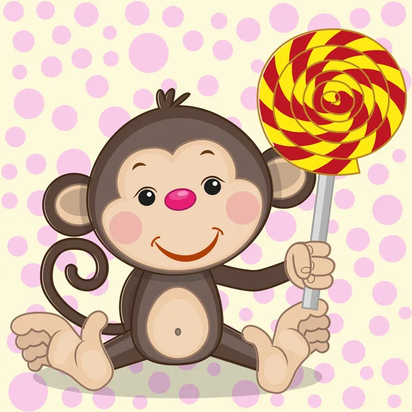 Monkey met snoep — Stockvector